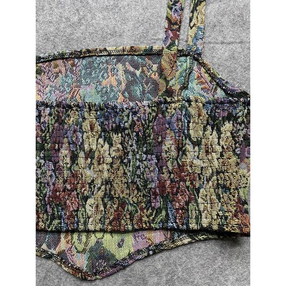 Top Womens Large Floral Tapestry Bustier Corset Crop Tank Cami Multicolor - Picture 9 of 9